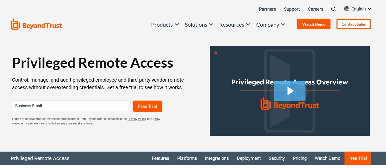 BeyondTrust Privileged Remote Access OT Secure Remote Access topattop