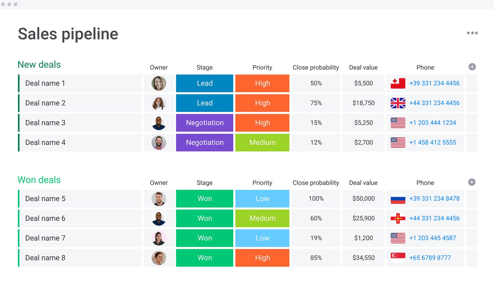 Monday Sales CRM