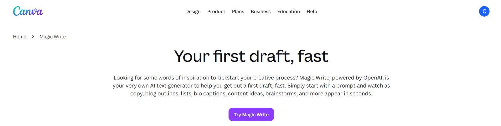 Canva Magic Write